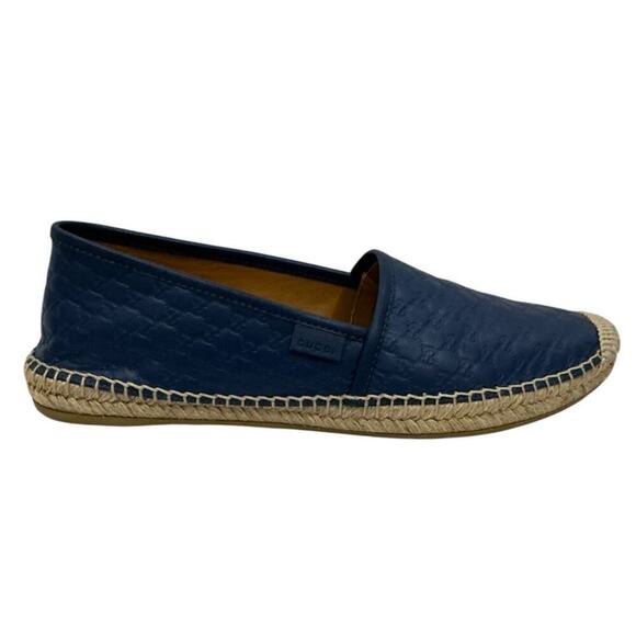Gucci Microguccissima Blue Leather Espadrilles Size 8 GG Monogram Made in Spain - Picture 4 of 12